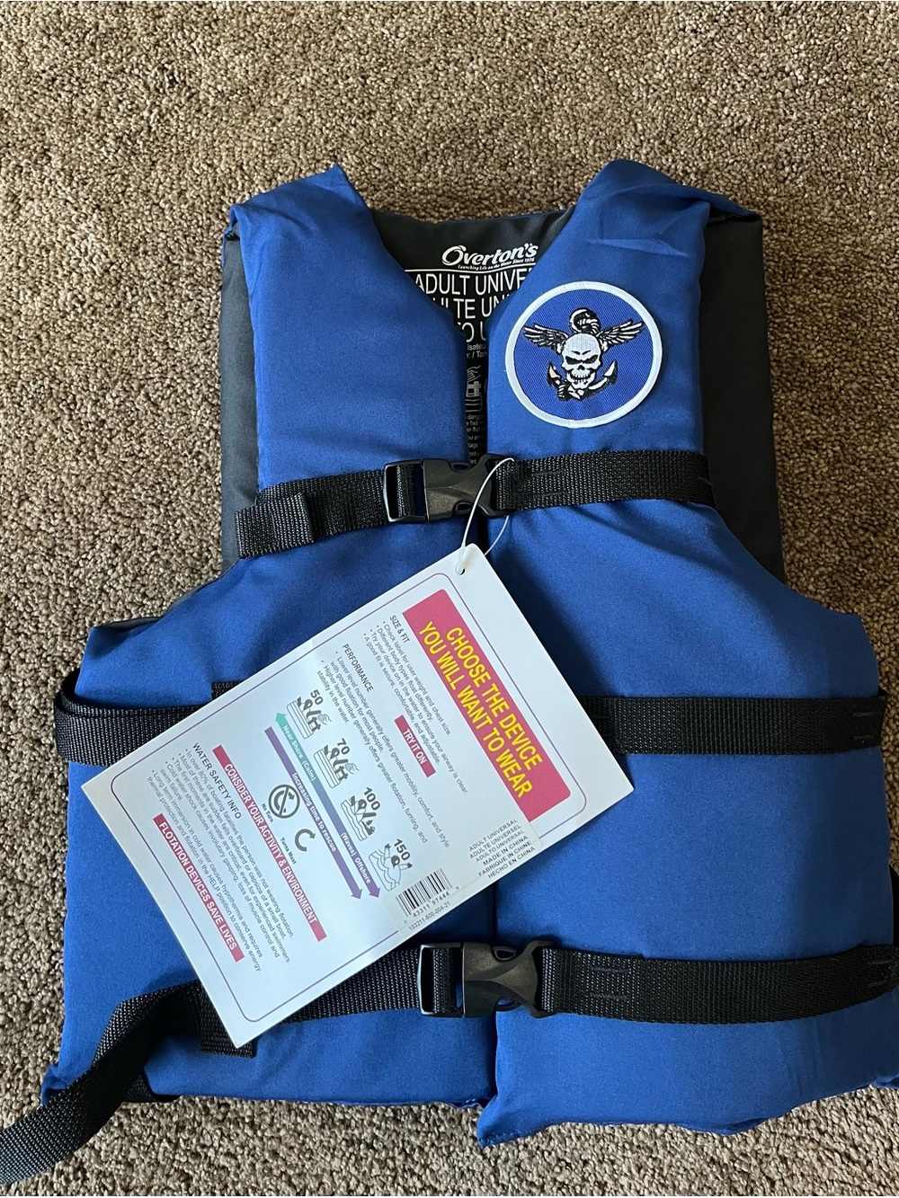 Blue Adult Life Jacket Vest - Secure Buoyancy for Men